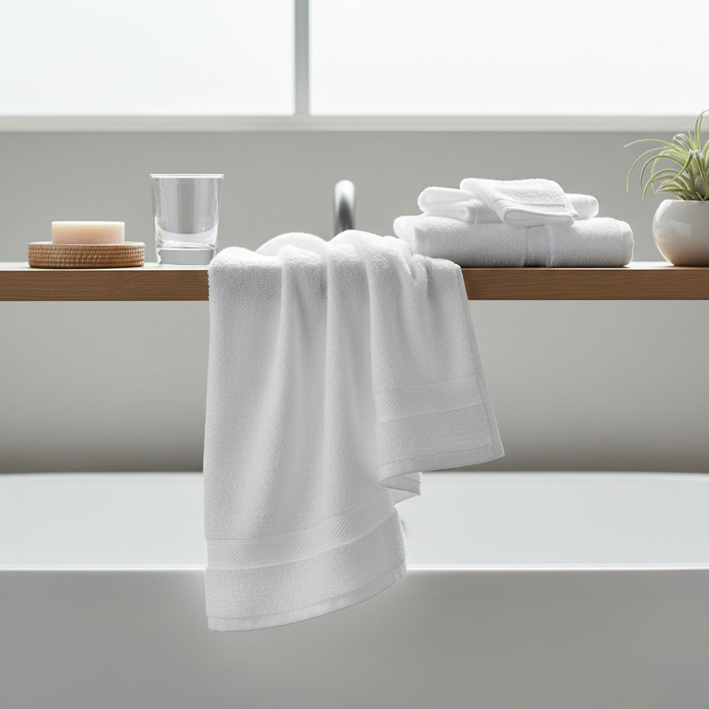 Daily Loom Premium Cotton Bath Towel - 650GSM | Ultra-Absorbent Ring-Spun Cotton | Plush, Soft & Quick-Dry | Long-Lasting White Towel for Daily Home Use