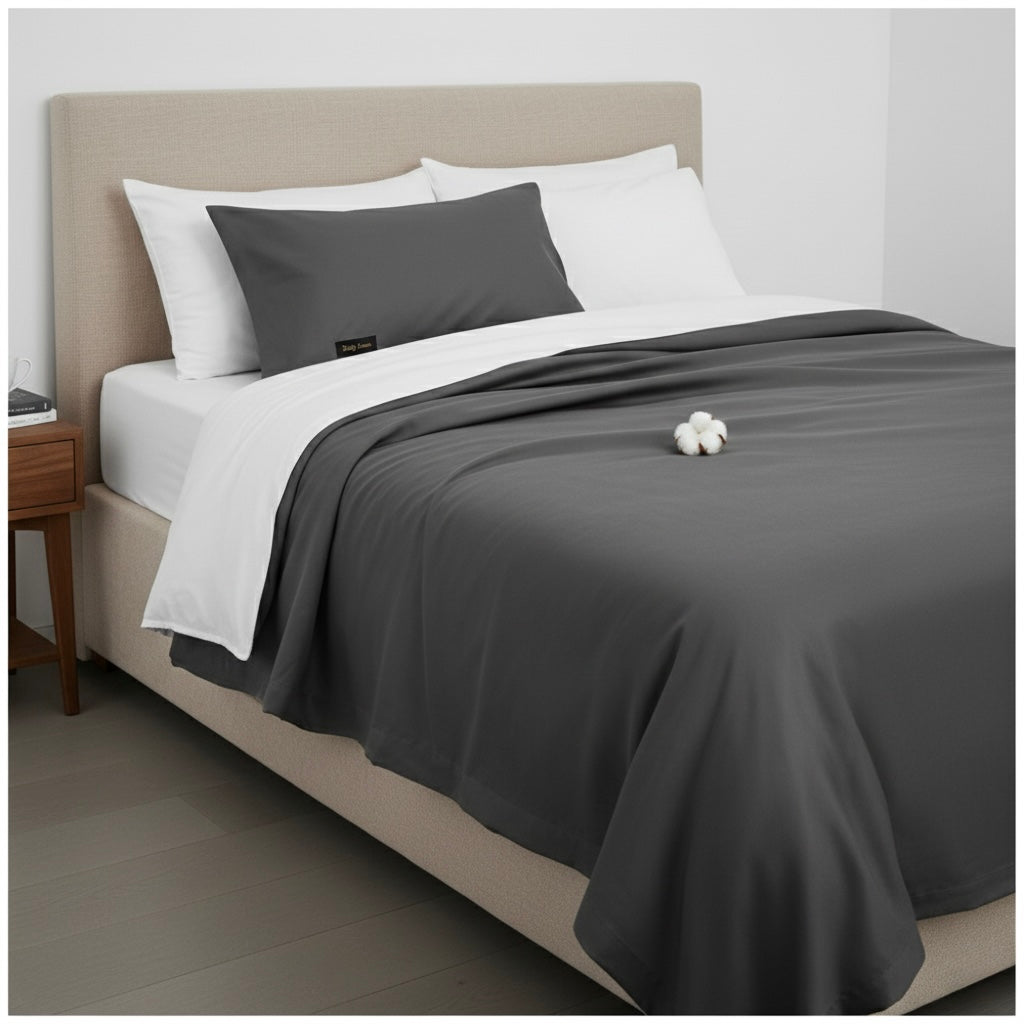 Daily Loom Premium Cotton Percale Bed Sheet Set - King Size with 2 Pillow Covers | Crisp Breathable Weave | Soft Luxury Home Bedding