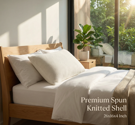 Daily Loom Pure Natural Latex Contour Pillow - Premium Spun Knitted Shell | Cooling, Lump-Free Takiya | Zero-Pressure Orthopedic Support for Stomach & Back Sleepers